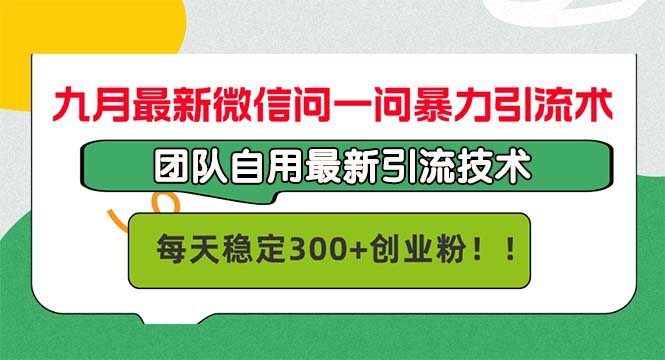 （12735期）九月最新微信问一问暴力引流术，团队自用引流术，每天稳定300+创…-就去找资源网