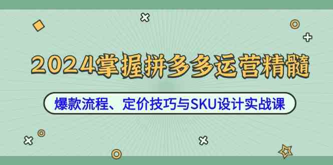 2024掌握拼多多运营精髓：爆款流程、定价技巧与SKU设计实战课-就去找资源网